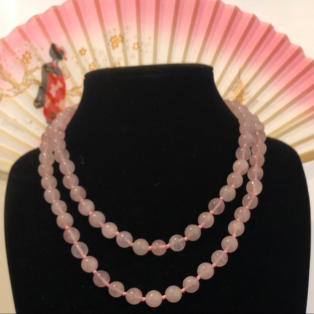 Natural Rose Quartz 10mm necklaces and earrings